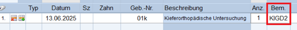 Bemerkungsspalte KIG-Einstufung